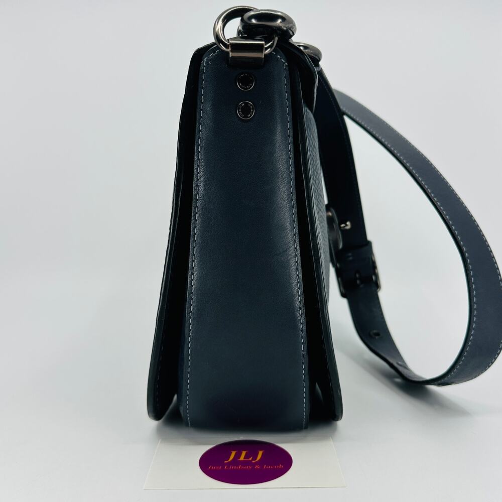 Coach Women's Page 27 Slate Blue Pebbled Leather Shoulder Bag Purse 29220 - Picture 6 of 12